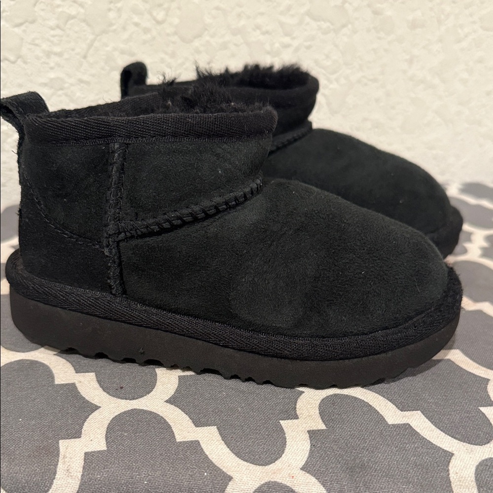 UGG Black Suede Fur-Lined Booties